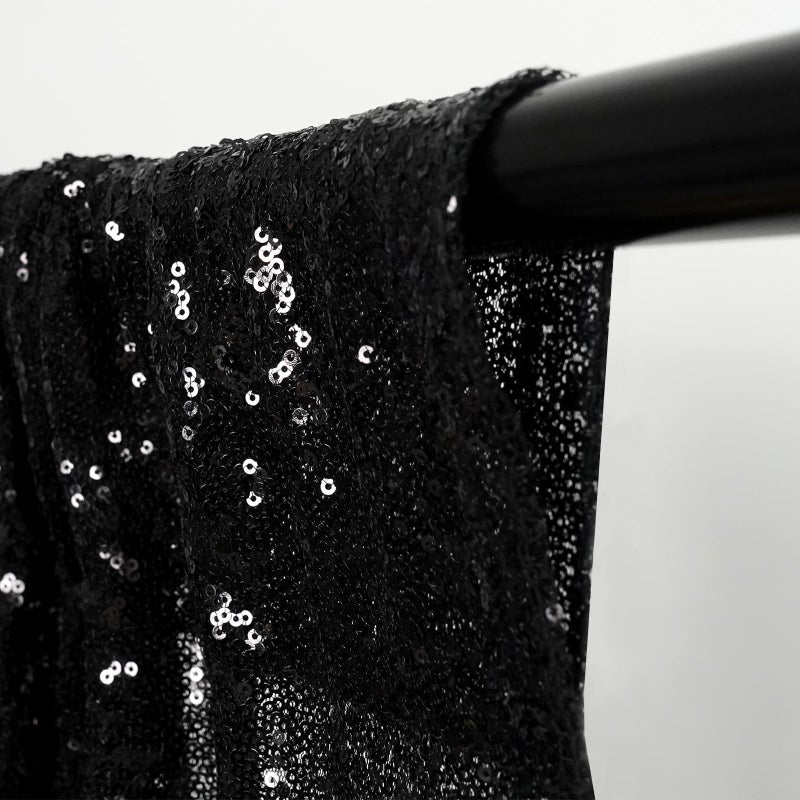 Eternal Beauty Black Sequin Backdrop Curtains, Halloween Shimmer Back Drop 2Panels-2FTx8FT for Christmas, Party, Birthday, Photography, Wedding, Baby Shower Event Decoration - Image 5